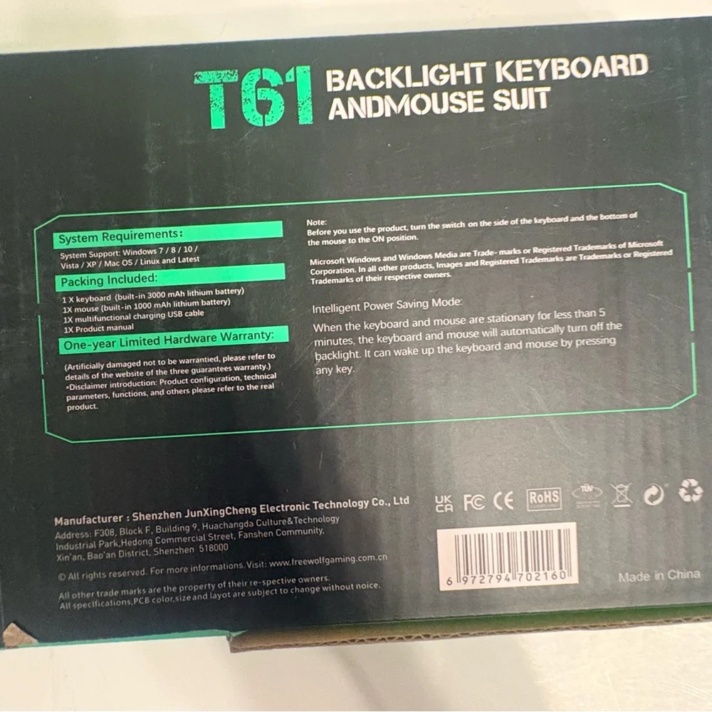 T61 Blue Gaming Keyboard